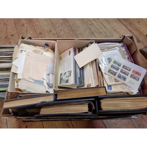 299 - STAMPS: a large collection in 2 boxes, to include a shoebox of modern postcards. (2 boxes)... 