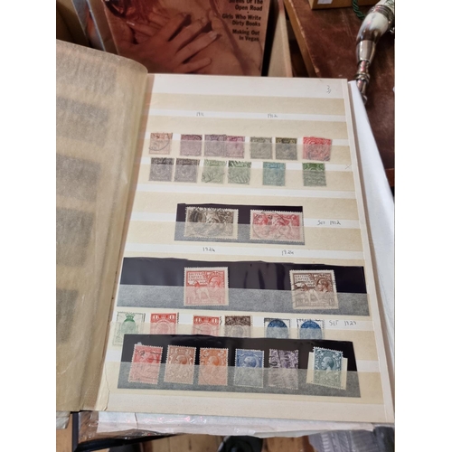 304 - GALLIMAUFREY: a small mixed lot, to include stamp album, large section of 19th century blue fab... 