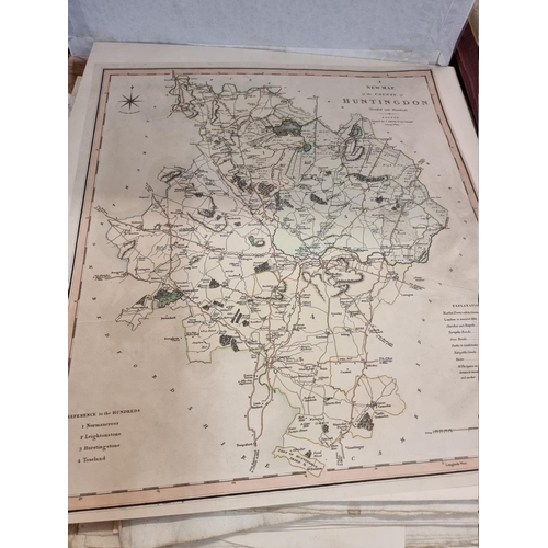 307 - MAPS & ENGRAVINGS: collection of approx 80+ items, British and world maps largely 18th-19thc, so... 