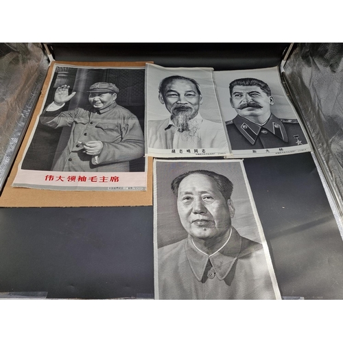 313 - COMMUNIST SILKS: a group of 4 machine embroidered silk effigies of communist leaders including ... 