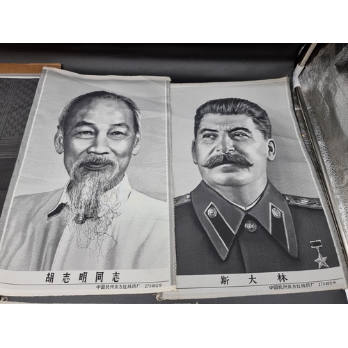 313 - COMMUNIST SILKS: a group of 4 machine embroidered silk effigies of communist leaders including ... 