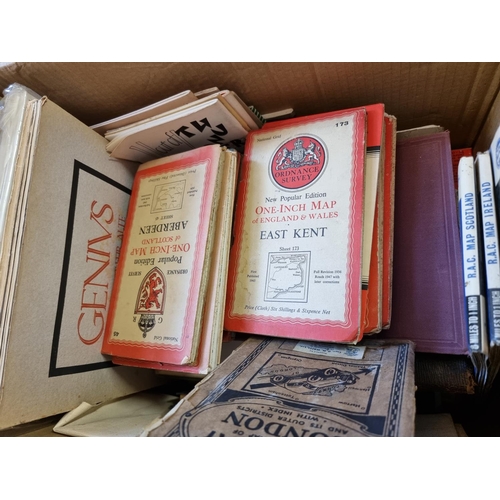 315 - BOX LOT: quantity of misc. items to include folding maps, erotica and other printed matter/periodica... 