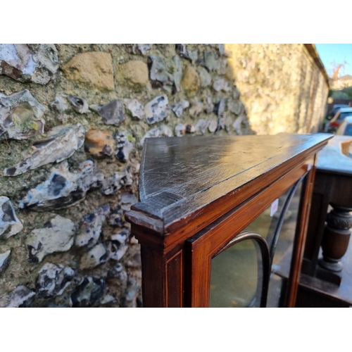 1005 - An Edwardian mahogany line inlaid standing corner cupboard, 161.5cm high x 56.5cm wide.... 