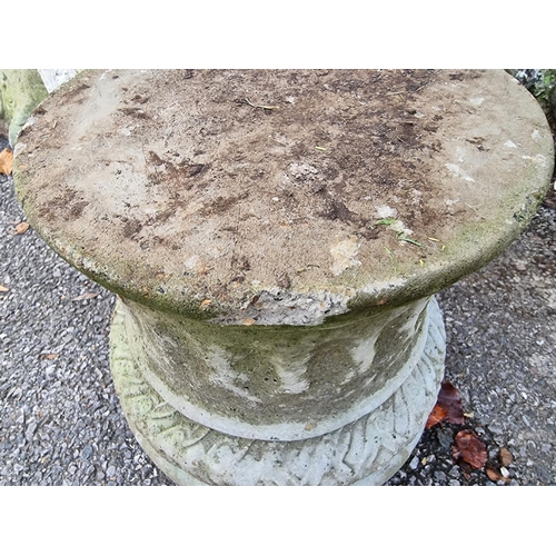 1012 - A small collection of composition stone pedestals and bird baths, (chips). ... 