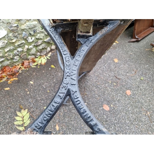 1039 - A cast iron bench made by S Finsbury, Originally a pew from the old Methodist Church in Bedhampton. ... 