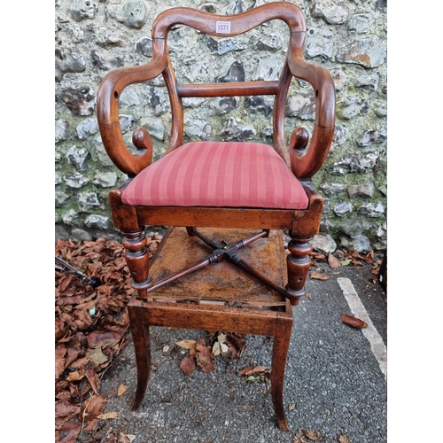 1071 - A 19th century mahogany child's metaphoric highchair.