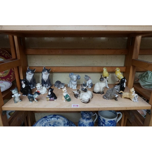 1119 - A collection of pottery and porcelain cats, to include examples by: Royal Copenhagen; Goebel; Royal ... 