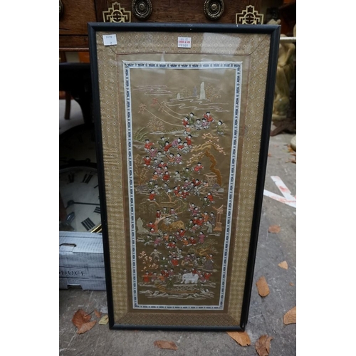 1161 - Three Chinese silk 'Hundred Boys' panels, 64 x 31.5cm. (3)