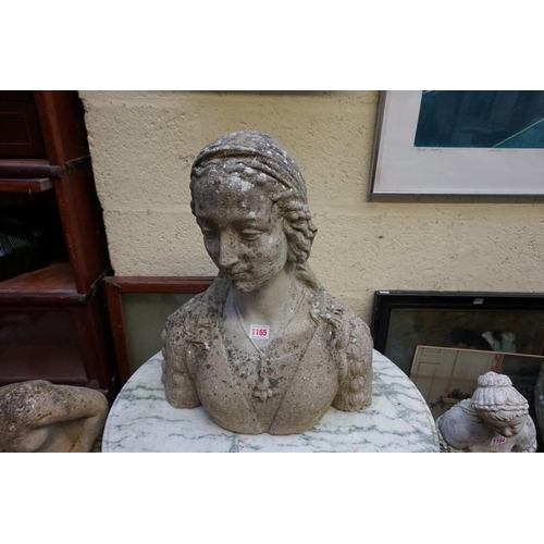 1165 - A composition stone bust of a lady, 48cm high. 