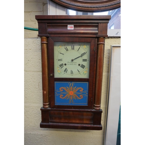 1169 - A late 19th century American mahogany wall clock, the painted dial inscribed 'Chauncey Jerome, ... 