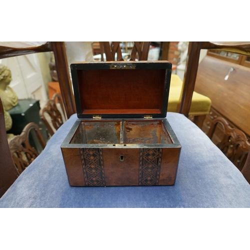 1175 - A satinwood and inlaid rectangular box and cover, 25.5cm wide; together with a Victorian walnut and ... 