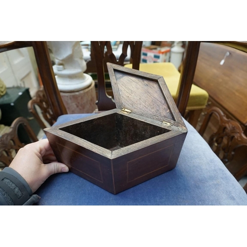 1175 - A satinwood and inlaid rectangular box and cover, 25.5cm wide; together with a Victorian walnut and ... 