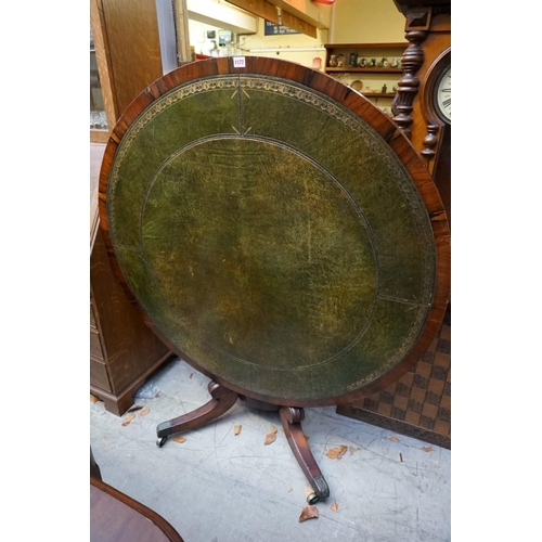 1177 - A 19th century rosewood and leather inset circular tilt-top table, 122cm diameter.... 