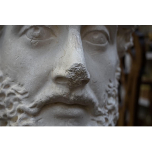 1184 - WITHDRAWN FROM AUCTION A plaster classical bust, 51cm high, on associated faux marble column, total ... 