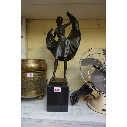 1196 - After Franz Bergman, a bronze figure of a dancer, on stone base, 47cm high.