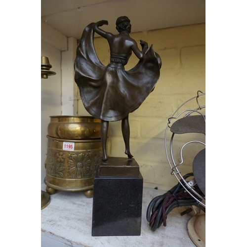 1196 - After Franz Bergman, a bronze figure of a dancer, on stone base, 47cm high.