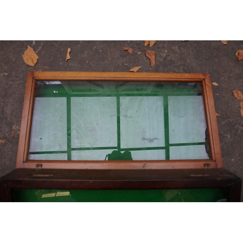 1238 - Three old pistol display cases, each with glass top, 61cm wide. 