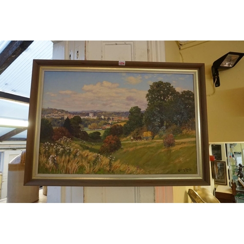 1274 - Cecil M Round, an English country landscape, signed, oil on canvas, 49.5 x 75cm.  &nb... 