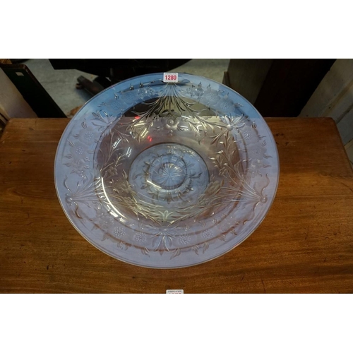 1280 - A large Stourbridge style cut glass pedestal bowl, possibly Thomas Webb, 39.5cm diameter.... 