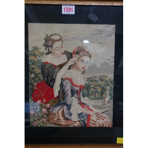 1291 - A Victorian petit point panel, 35.5 x 30cm.