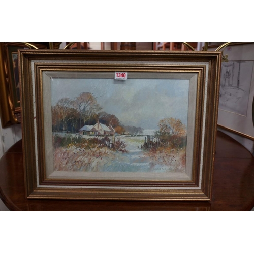 1340 - Norman Battershill, a winter landscape, signed, oil on board, 25 x 36cm.  ... 