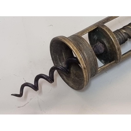 1637 - A 19th century brass open frame corkscrew.