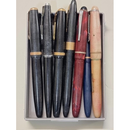 1644 - Seven vintage fountain pens, three with 14k nibs. (7)