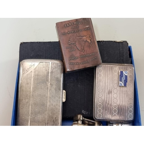 1646 - Tobacciana: a silver matchbook case; together with lighters and cigarette cases.