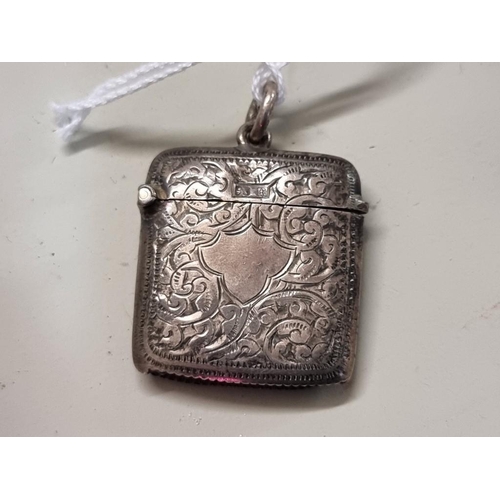 1652 - A silver vesta case; together with a vintage Dupont engine turned silver plated lighter, 4.6cm high.... 