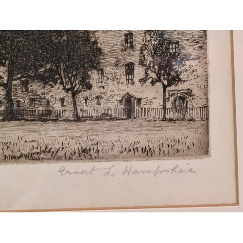 1678 - Ernest L Hampshire, 'Westminster Abbey from Deans Yard'; 'Houses of Parliament from Lambeth', a pair... 