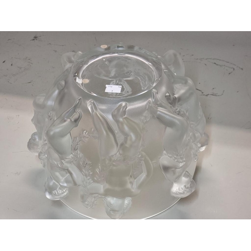 1680 - A large Lalique 'Luxembourg' pattern frosted glass bowl, 21.5cm high.