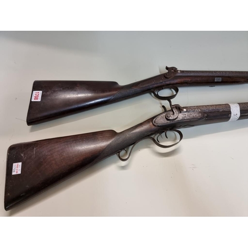 1708 - Two 12 bore double barrel percussion shotguns, (both in poor condition).