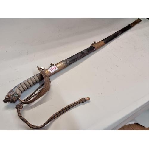 1718 - WITHDRAWN FROM SALE An 1827 pattern Royal Navy officer's sword and scabbard.