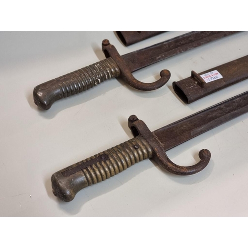 1726 - Two French gras bayonets and steel scabbards.