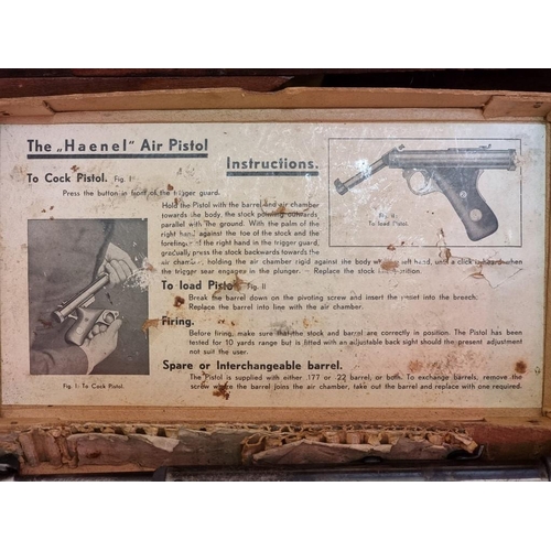 1742 - A Haenel Mod 28 interchangeable air pistol, .177 and .22 calibre, in original box, Serial No.16608.... 