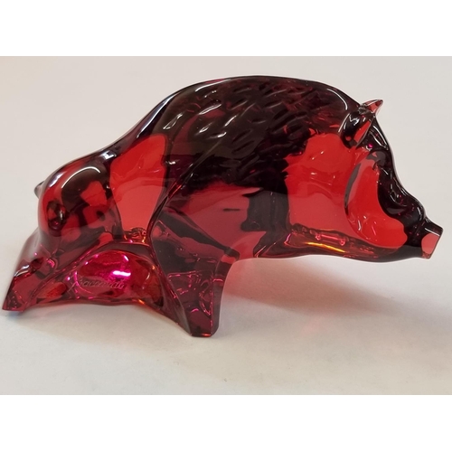 1244 - A Baccarat ruby glass 'Sanglier' or Boar, 6cm high.