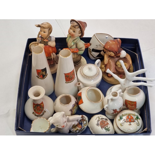 1262 - Three Hummel figures; together with a small quantity of crested china.