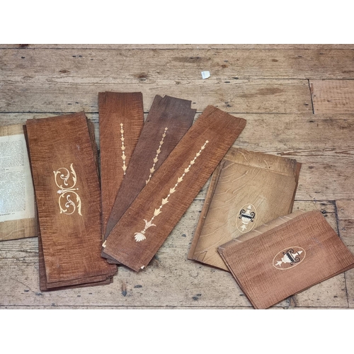 1700 - A collection of mahogany and oak marquetry panels.