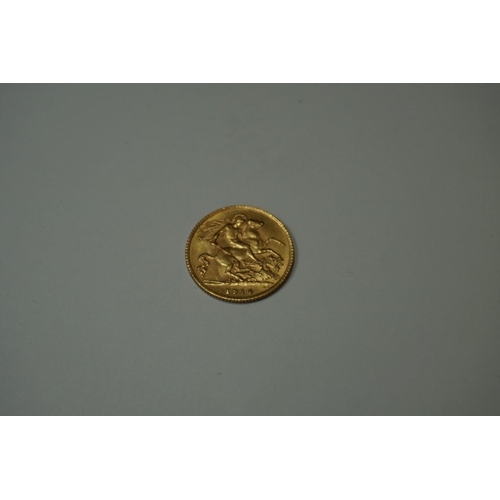 408 - Coins: a George V 1914 gold half sovereign.