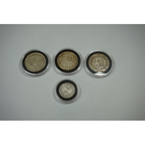 433 - Coins: four Victoria silver coins; comprising three silver half crowns, 1889; 1892 and 1895 and an 1... 