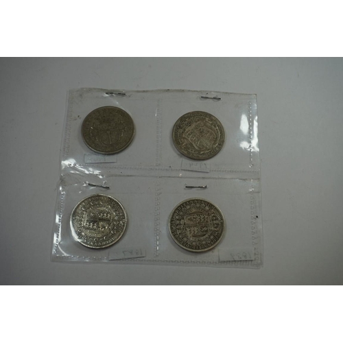 437 - Coins: three silver half crowns 1887, 1889, 1924, and a 1947 cupro-nickel example. (4)... 