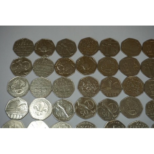 454 - Coins: eighty eight modern collectable 50p coins. (88)