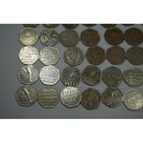 454 - Coins: eighty eight modern collectable 50p coins. (88)