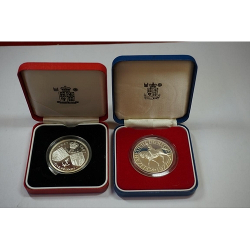 459 - Coins: a Royal Mint 1997 Elizabeth II Golden Wedding Anniversary silver proof £5 coin, 28.2g, (no Co... 