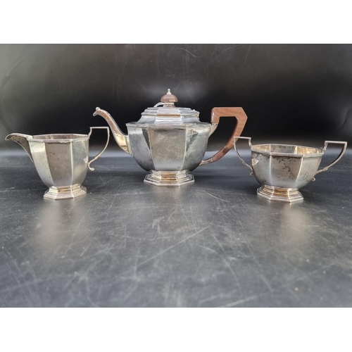 504 - A silver three piece teaset, by Mappin & Webb, Sheffield 1965/68, gross weight 1057g. (3)... 