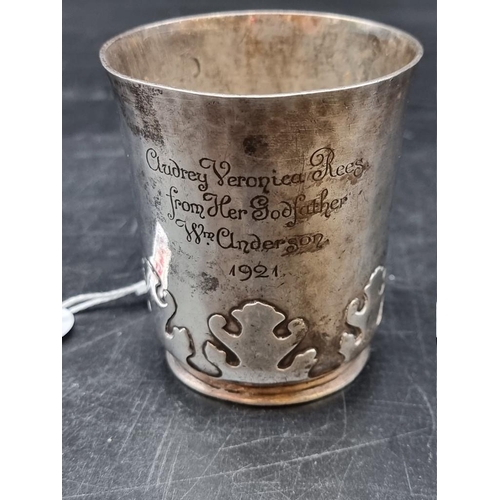 514 - A silver christening mug, by Goldsmiths & Silversmiths Co Ltd, London 1919, 8cm, 197g.... 