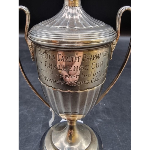 516 - A silver miniature twin handled golf trophy cup and cover, by Walker & Hall, Sheffield 1933, 13.... 