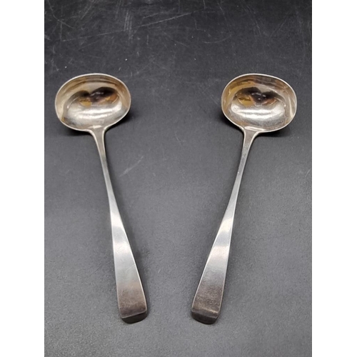 563 - A pair of Scottish provincial silver Old English pattern condiment ladles, by Peter Lambert of Montr... 