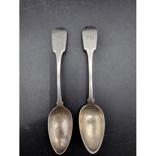 569 - Two Scottish provincial silver fiddle pattern teaspoons, by William Jamieson of Aberdeen, circa 1820... 