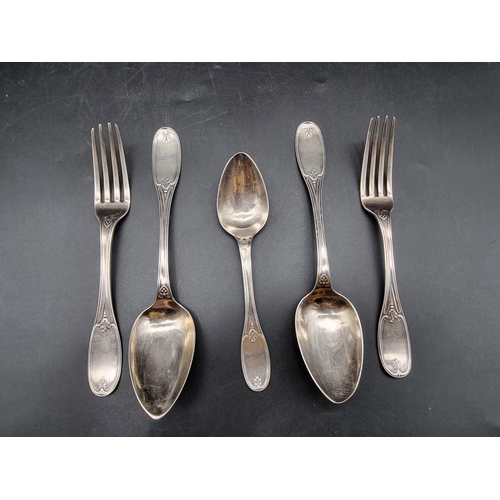 574 - Five items of American white metal cutlery, by Ball Black & Co New York, stamped 950, 282g.... 